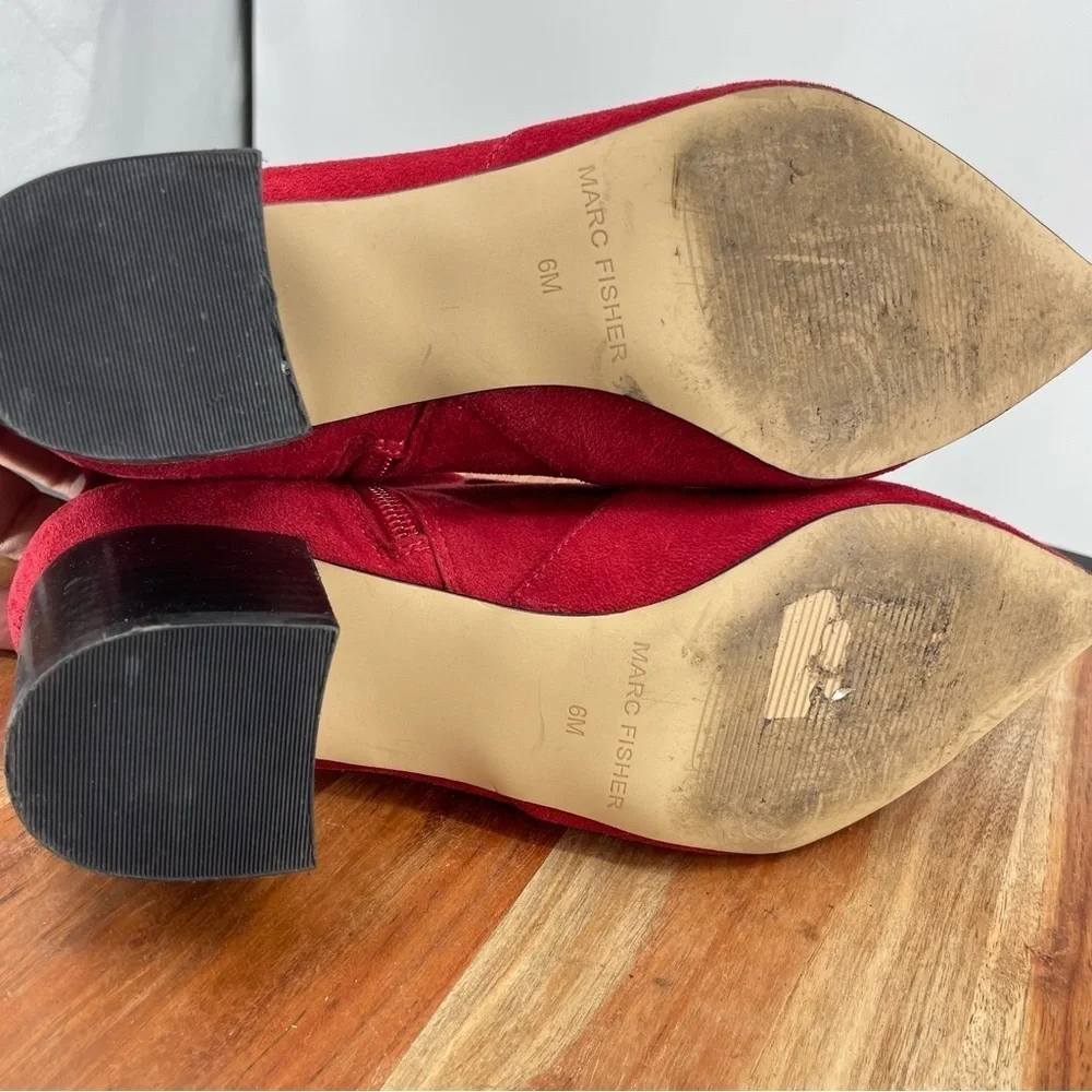 Marc Fisher Red Jerica ankle‎ pointed toe sock Booties SIZE 6